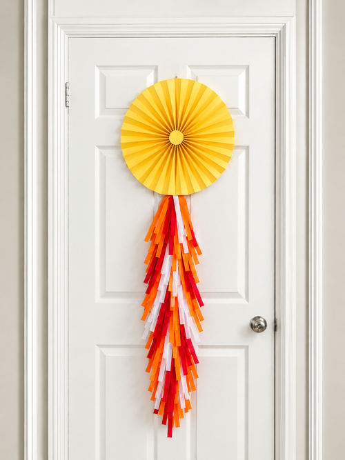 Construction Themed Paper Fans with Tassels – Set of 6