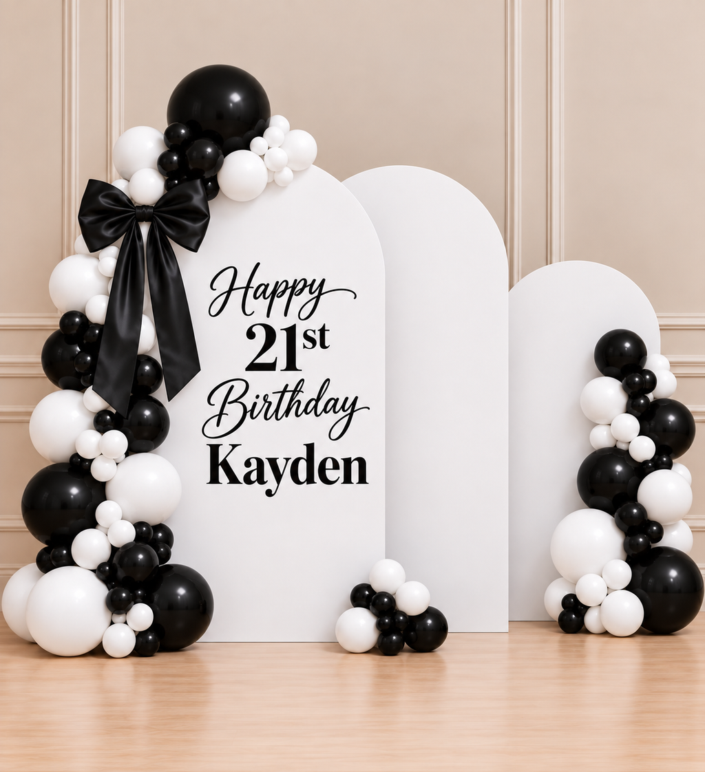 Ribbon Themed Balloon Arch