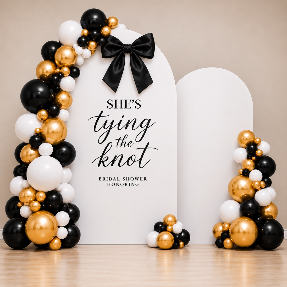 Tying the Knot Themed Arch Wall with Balloon Garland